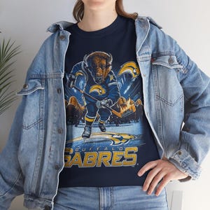 Vintage Buffalo Sabres shirt, Hockey Graphic Crewneck, Navy Blue Sabres Fan Apparel, Retro Hockey Shirt, Buffalo Sports Gift image 14