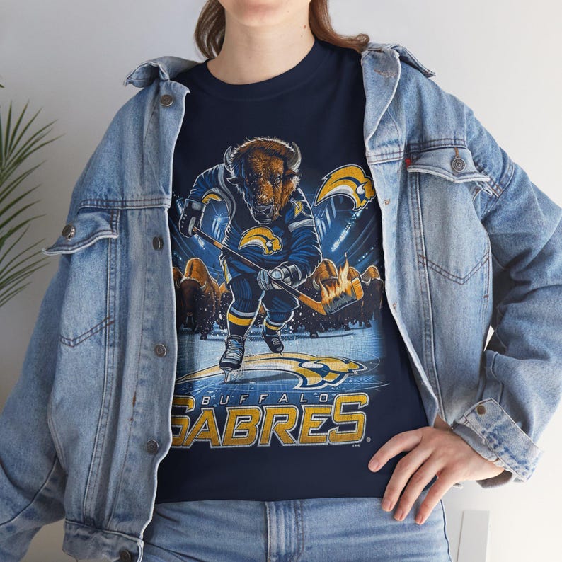Vintage Buffalo Sabres shirt, Hockey Graphic Crewneck, Navy Blue Sabres Fan Apparel, Retro Hockey Shirt, Buffalo Sports Gift image 14