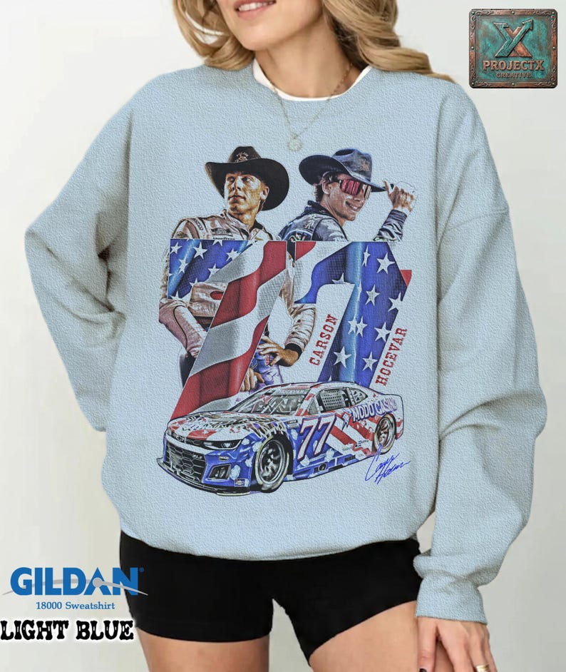 Carson Hocevar Comfort Colors Shirt, NASCAR Cup Series Graphic Tee, Number 77 Race Car T-Shirt, Vintage Motorsports Fan Gift Tee image 19