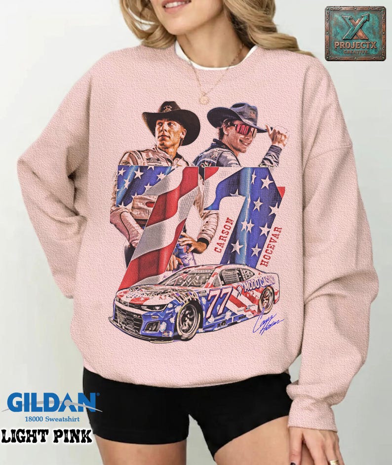 Carson Hocevar Comfort Colors Shirt, NASCAR Cup Series Graphic Tee, Number 77 Race Car T-Shirt, Vintage Motorsports Fan Gift Tee image 18