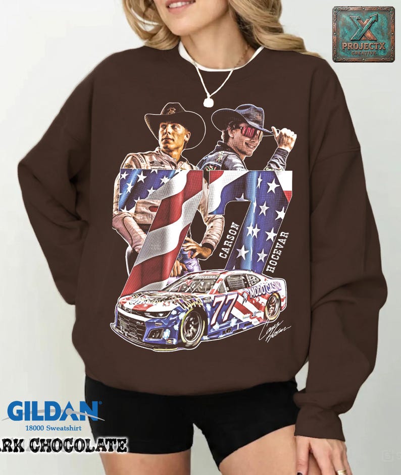 Carson Hocevar Comfort Colors Shirt, NASCAR Cup Series Graphic Tee, Number 77 Race Car T-Shirt, Vintage Motorsports Fan Gift Tee image 16