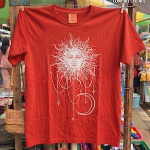 Widow's Bay Patricia Shirt, Celestial Sun Graphic Tee, Mystic Sun and Moon T-Shirt, Cottagecore Witchy Clothes, Comfort Colors 1717