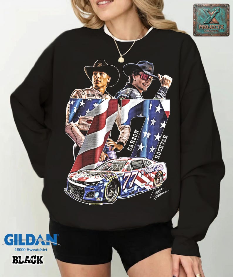 Carson Hocevar Comfort Colors Shirt, NASCAR Cup Series Graphic Tee, Number 77 Race Car T-Shirt, Vintage Motorsports Fan Gift Tee image 14