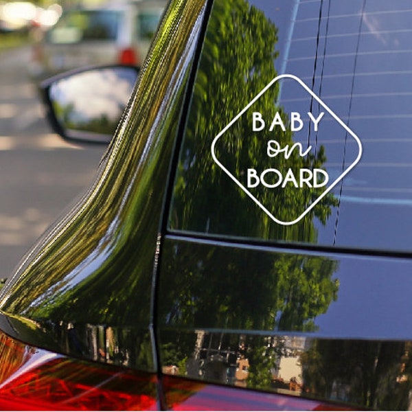 BABY ON BOARD - Car Window Bumper Vinyl Decal Sticker | Diamond Design