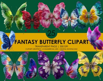 Fantasy Butterfly Clipart: Magical Wing Graphics, Animal PNG, Realistic clipart (Digital Download)