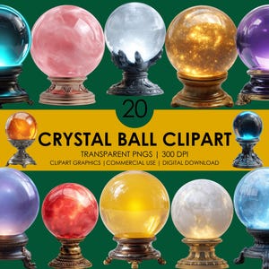 20 Kristallkugel Clipart, Kristallkugel PNG, Mystische Clipart, Wahrsagen Clipart, Hexerei PNG, Magische Kugel Grafiken, spirituelle Clipart