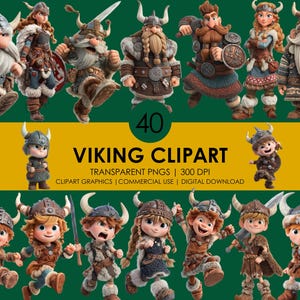 40 種類のバイキング漫画キャラクターのクリップアート、バイキング PNG、かわいいバイキングのイラスト、戦士のクリップアート、歴史上の人物の PNG、かわいいバイキングのグラフィック