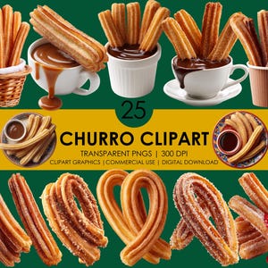 Churro Clipart: Realistische PNG Grafiken (Digitaler Download)