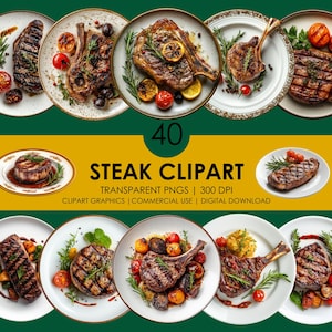 40 Steak Clipart| Beef PNG| Realistic Clipart| Steak Graphics| Meat Clipart| Food clipart| T-Bone Steak| Ribeye Steak Clipart|