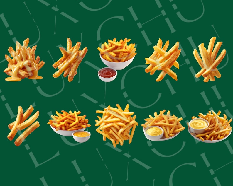 30 Realistic French Fries Clipart: Fast Food PNG (digital Download) - Etsy