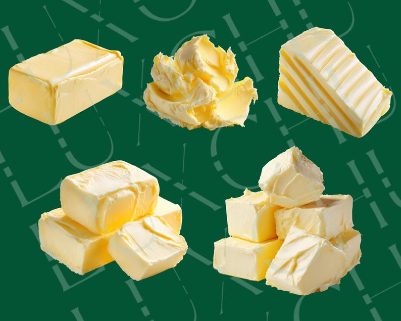 20 Realistic Butter Clipart PNG, Dairy Food Graphics, Butter Block ...