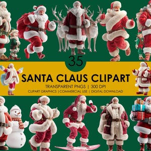 35 cliparts Père Noël | Clipart Noël | Clipart père Noël réaliste|Unny Santa| PNG festive | Clipart ludique | Graphismes Père Noël| Père Noël PNG
