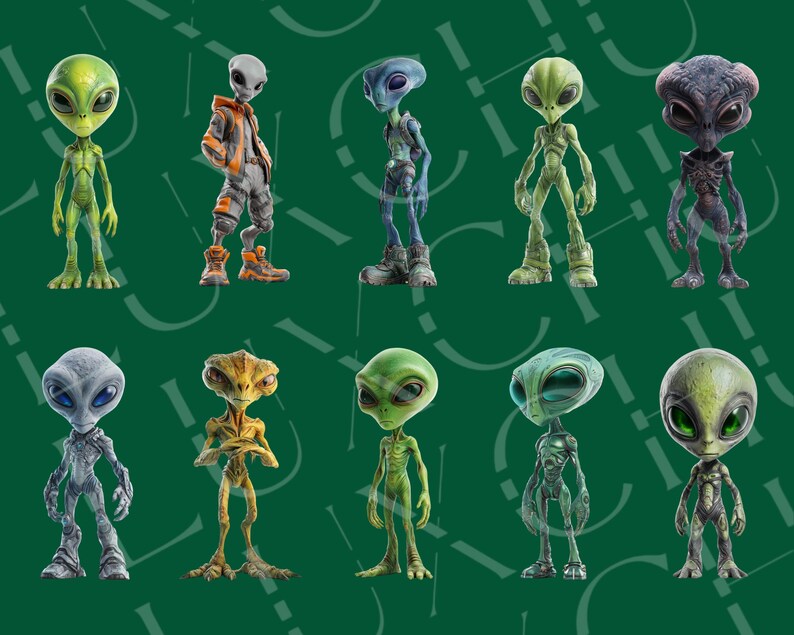 40 Alien Clipart, Alien PNG, Cute Alien Cartoon, Space Creature Clipart ...