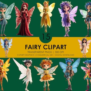 15 Fairy Clipart| Fairy Tale Clipart| Magical Clipart| Fairy PNG| Fantasy Clipart| Fairy Forest Clipart| Cartoon Fairy| Commercial Use
