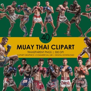 40 imágenes prediseñadas de Muay Thai, imágenes prediseñadas de Muay Thai, imágenes prediseñadas de boxeo tailandés, artes marciales, imágenes prediseñadas de luchador, gráficos de deportes de combate, kickboxing, imágenes prediseñadas realistas