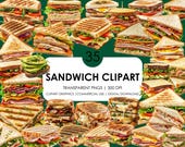 35 Tasty Sandwich Clipart| Realistic Sandwich Clipart| Fast Food Clipar| Breakfast clipart| Grilled Cheese PNG Sandwich| High Quality PNGs