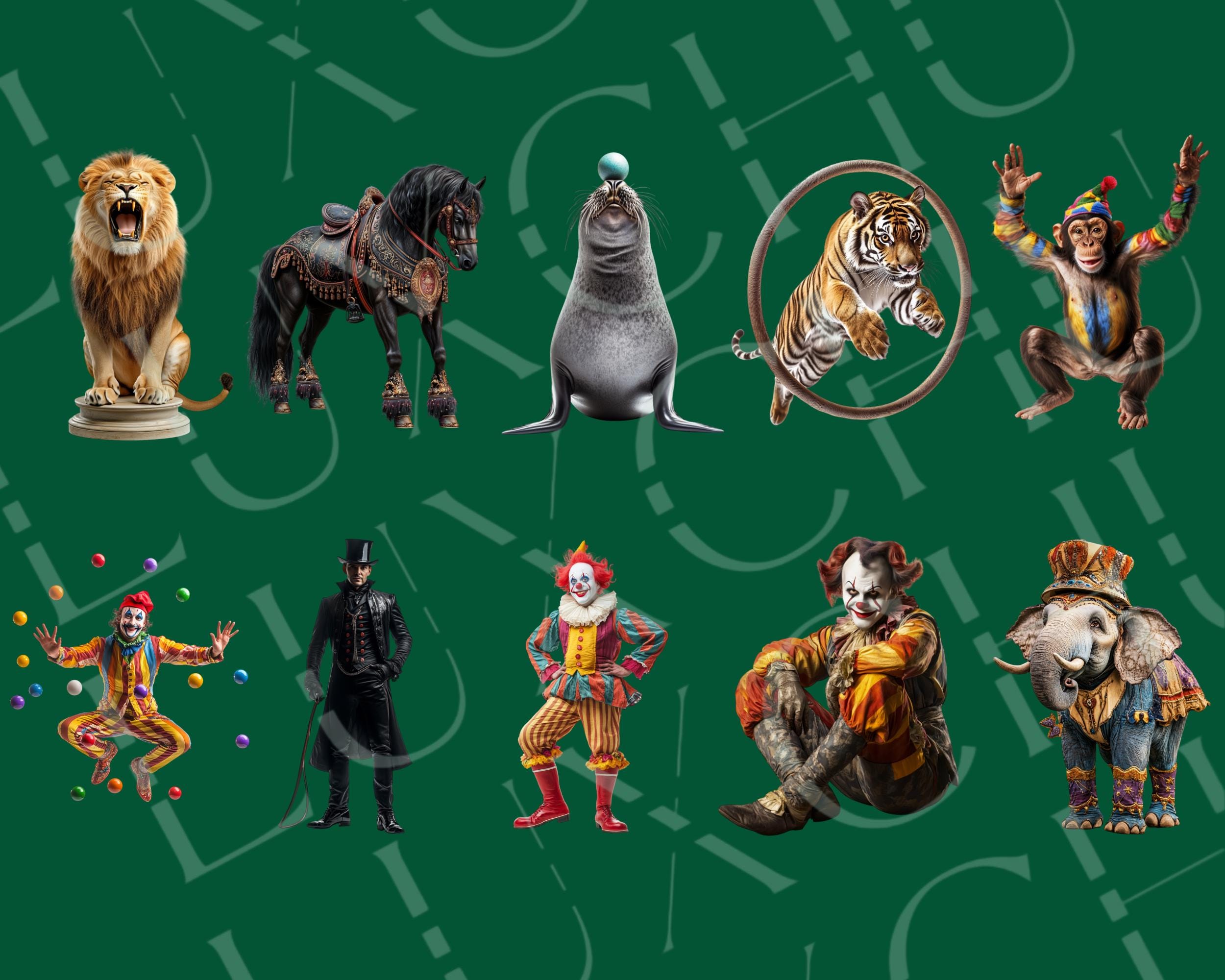 30 Circus Clipart: Carnival Animals & Tent Pngs (digital Download) - Etsy