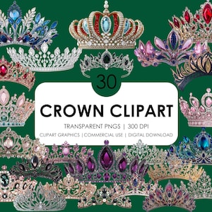 30 Crown Clipart| Pageant clipart| Coroa da rainha| Coroa da princesa| PNG de alta qualidade| Coroas PNG transparentes| Clipart realista| Download instantâneo