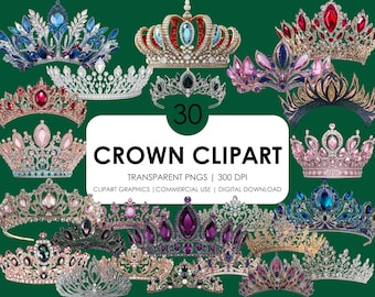 Crown Clipart Bundle: Queen, Princess, Pageant Crowns (Digital Download)