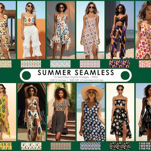 12 Sommer nahtlose Muster, Sommer digitales Papier, Boho nahtlos, druckbares Muster, tropischer Sommer, Scrapbook Papiere, kommerzielle Nutzung