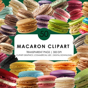 50 macaron-clipart: kleurrijke Franse desserts, realistische clipart (digitale png-download)