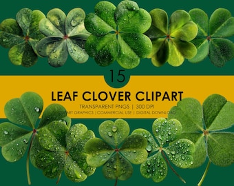St. Patrick's Day Clover Clipart Set: Lucky Green Plants, Realistic clipart (Digital Download)