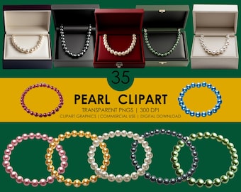 Pearl Jewelry Clipart: Necklace & Box Graphics (Digital Download)