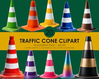 Clipart verkeerskegel: png-afbeeldingen verkeersveiligheid (digitale download, 300 dpi, 12 x 16 inch)