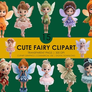 15 Cute Fairy Clipart| Magical Girl PNG| Cartoon Clipart| Fairy Graphics| Fairy PNG| Fantasy clipart| Fantasy Characters| Cartoon Characters