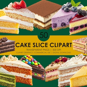 50 ケーキスライス クリップアート | デザート ポーション | シングル ケーキ スライス PNG | リアルなクリップアート | ケーキスライス グラフィック | 甘いお菓子 | デザート クリップアート | CakePNG