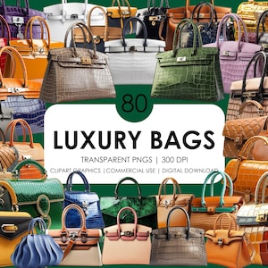 80 cliparts de sacs à main de luxe | Sac réaliste clipart | Clipart mode|Sacs à main pour femme| Accessoires de mode clipart|Sac Png| Graphismes de sac