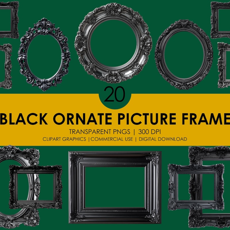 Black Baroque Frames Png - Etsy