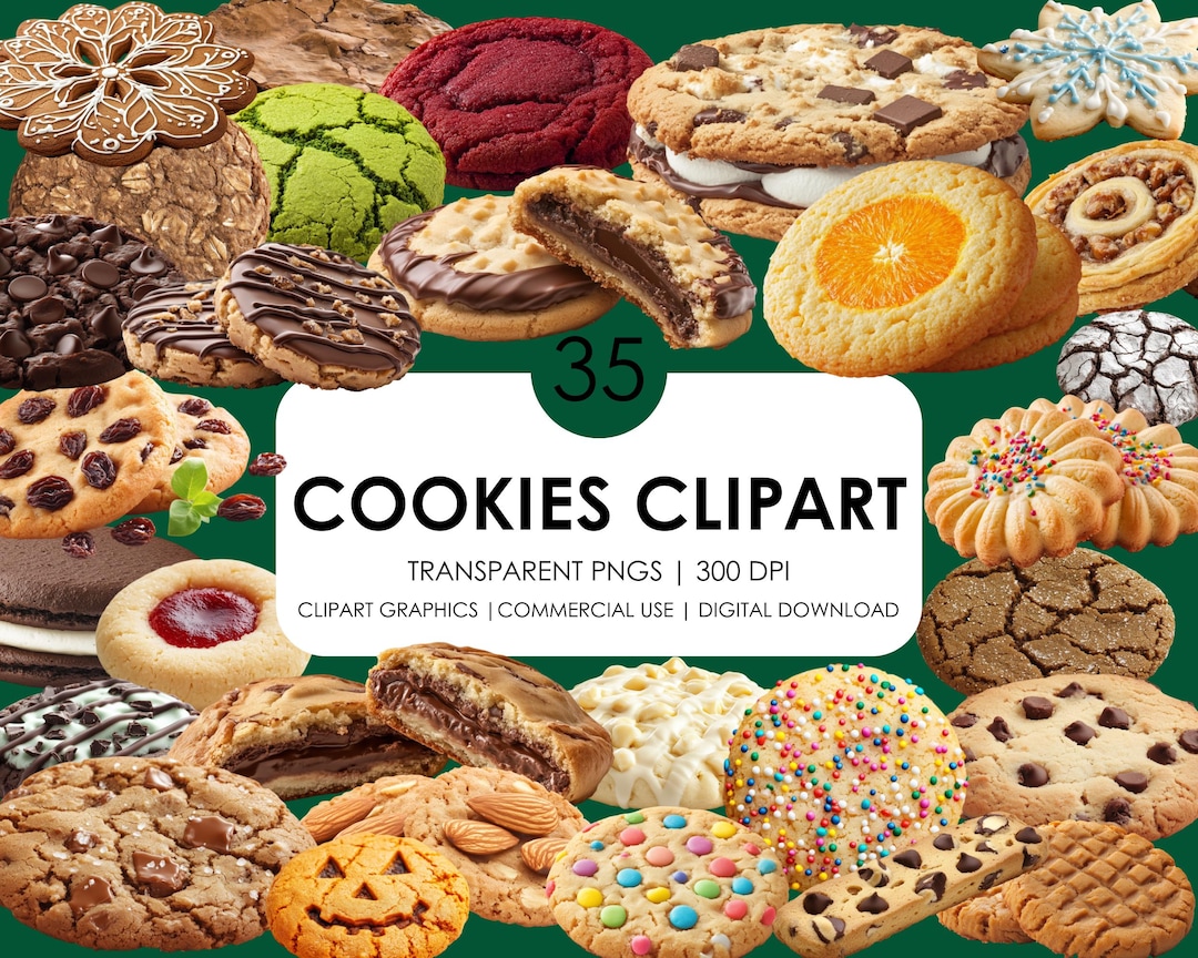 Cookies Clipart Bundle: 35 Realistic Baking PNG Graphics (digital ...