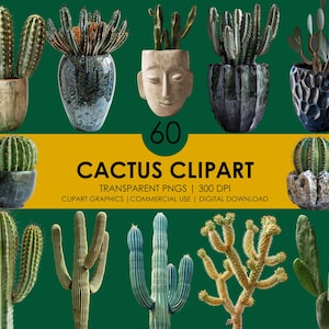 60 imágenes prediseñadas de cactus/Cactus PNG/Imágenes prediseñadas de cactus realistas/Cactus en jarrón/Imágenes prediseñadas de plantas/Paquete de imágenes prediseñadas de cactus/Cactus del desierto/Cactus floral