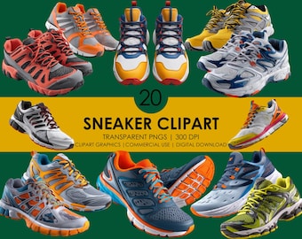 Pacchetto di clipart di sneaker: grafica di scarpe streetwear (download digitale PNG)
