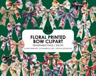 Floral Bow Clipart: 35 Realistic Flower Bows (Digital Download)