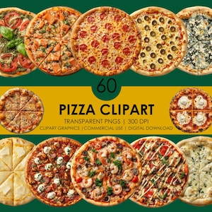 60 imágenes prediseñadas de pizza/ Imágenes prediseñadas de amantes de la pizza/ Imágenes prediseñadas de pizza/ Paquete de imágenes prediseñadas de pizza realista/ Imágenes prediseñadas de cocina italiana/ Imágenes prediseñadas de comida italiana/ Menú de pizza