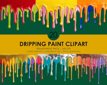 Clipart di gocce di vernice colorata: grafica di schizzi di liquido (download digitale PNG)