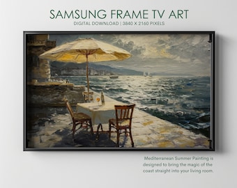 Samsung Frame TV Art, Mediterranean Summer Oil Painting, Digital Download Frame TV #MOP0007