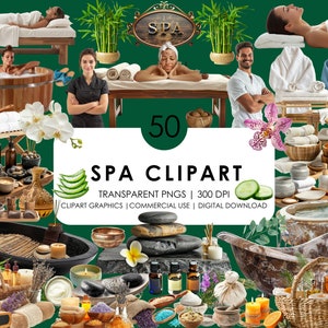 50 Spa-clipart| Spa dag clipart|Spa meisje| Terugtrekken| Ontspanning PNG| Schoonheid zelfzorg illustraties| Spa-elementen| Realistische spa-clipart
