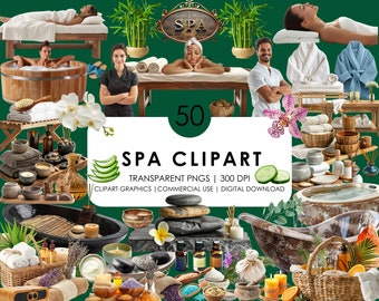 Spa Clipart: Entspannung & Schönheit PNG Grafiken, realistische Clipart (digitaler Download)