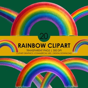 Clipart de arcoíris colorido: Arte infantil, manualidades infantiles (descarga digital PNG)