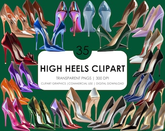 High Heels Clipart: Luxury Fashion Shoes PNG Graphics (Digital Download)