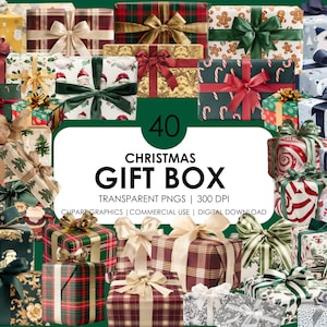 40 Weihnachten Box Clipart | Premium Weihnachtsgeschenke | Geschenk Box Clipart Bundle| Geschenk Box PNG | Weihnachtsboxen | Festliches Nikolausgeschenk