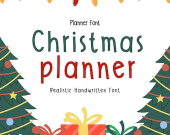 Realistisch handgeschreven lettertype, kerstplanner lettertype, notitie lettertype, netjes lettertype, notebook handschrift, digitale planner lettertype