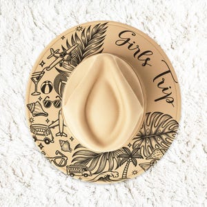 Wide brim hat laser Spring Break Girls Trip Files PNG, PDF and SVG for Engraving.