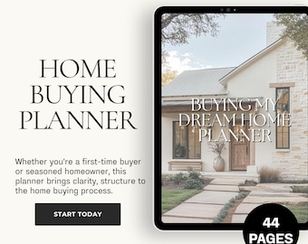 Home Buying Planner: House Hunting Checklist & Moving Organizer (PDF Digital Download, 44 Pages)