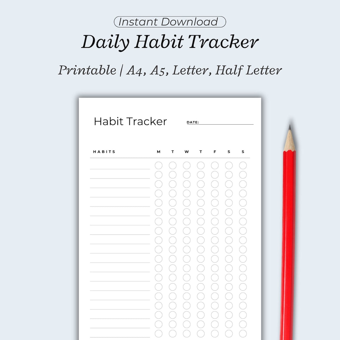 Daily Habit Tracker Printable, Habit Tracker Template, Routine Tracker