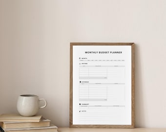 Monthly Budget Planner Printable & Fillable PDF, Budget Tracker Template, Finance Overview, A4/A5/Letter/Half, Instant Download