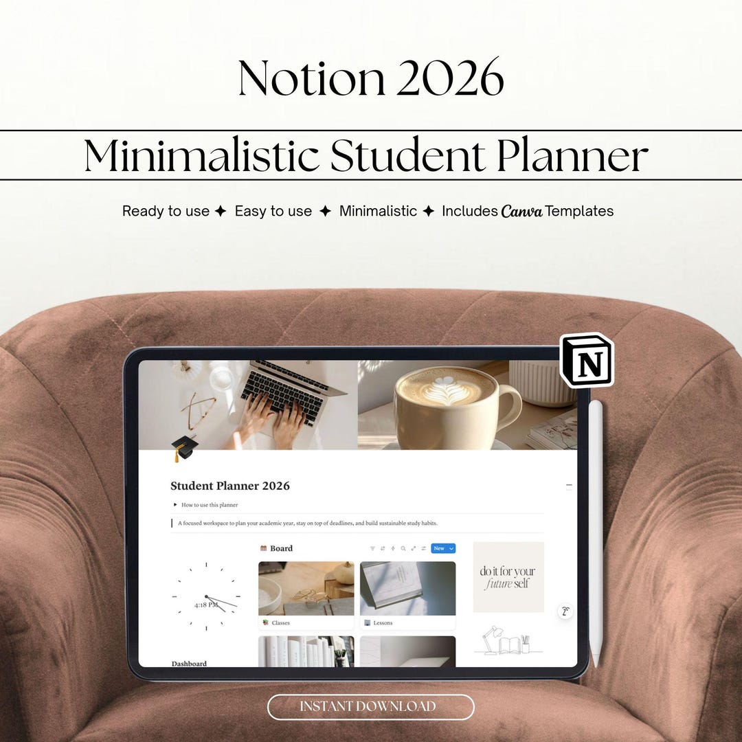 2026 Student Planner - Notion Template - Free Canva Templates - Etsy